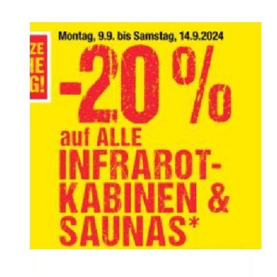 Promotion Bild von -20% auf ALLE INFRAROT-KABINEN & SAUNAS Maximarkt