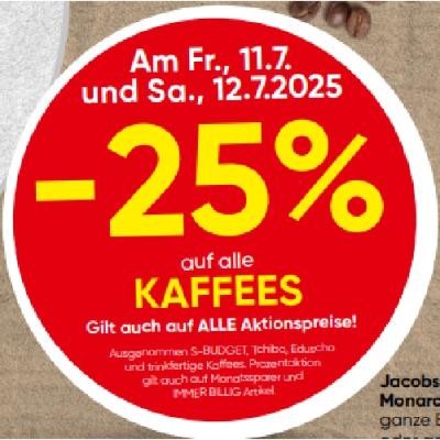 Promotion Bild von -25% auf alle KAFFEES SPAR