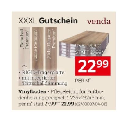 Promotion Bild von venda Vinylboden je 22,99€ XXXLutz
