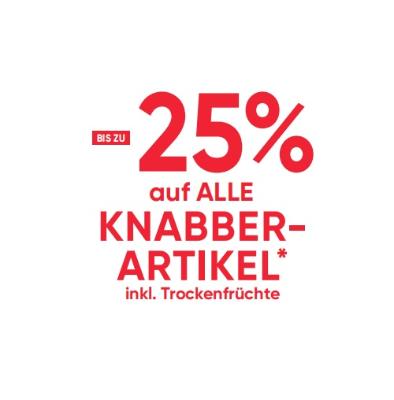 BIS ZU -25% auf ALLE KNABBER-ARTIKEL inkl. Trockenfrüchte Maximarkt