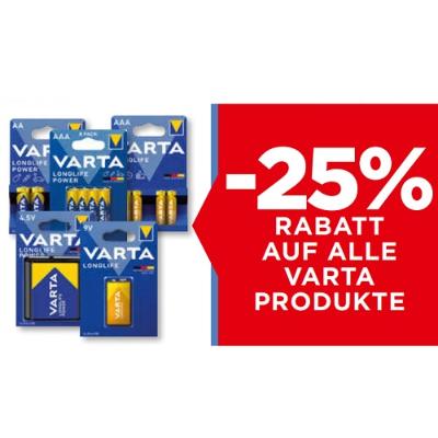 Promotion Bild von -25% RABATT AUF ALLE VARTA PRODUKTE Unimarkt