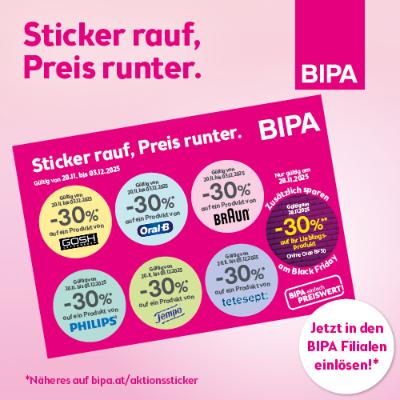 -30% Sticker rauf, Preis runter. BIPA