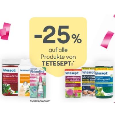 -25% auf alle Produkte von TETESEPT: BIPA