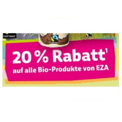 20% Rabatt auf alle Bio-Produkte von EZA Denns BioMarkt