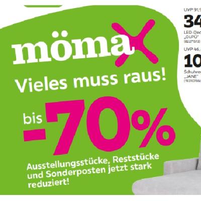Promotion Bild von Vieles muss raus! bis -70% Ausstellungsstücke, Reststücke und Sonderposten jetzt stark reduziert! mömax