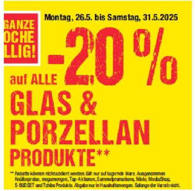 Promotion Bild von -20% auf ALLE GLAS & PORZELLAN Produkte Maximarkt