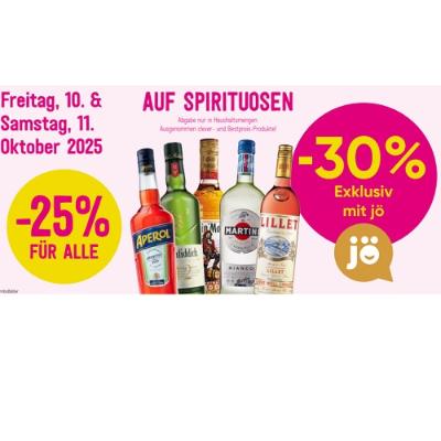 -30% Exklusiv mit jö AUF SPIRITUOSEN Sutterlüty