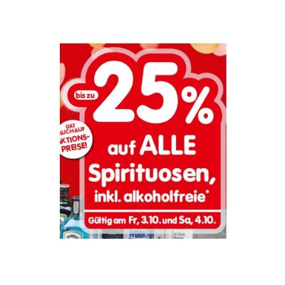 bis zu -25% auf ALLE Spirituosen, inkl. alkoholfreie INTERSPAR