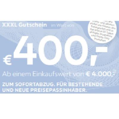 € 400,- Ab einem Einkaufswert von € 4.000,- XXXLutz