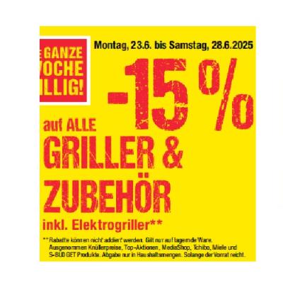 Promotion Bild von -15% auf ALLE GRILLER & ZUBEHÖR inkl. Elektrogriller Maximarkt