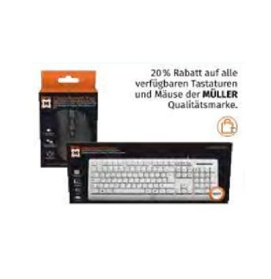 Promotion Bild von 20% Rabatt auf alle verfügbaren Tastaturen und Mäuse der MÜLLER Qualitätsmarke Müller Drogerie