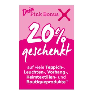 20% geschenkt auf viele Teppich-, Leuchten-, Vorhang-, Heimtextilien- und Boutiqueprodukte mömax