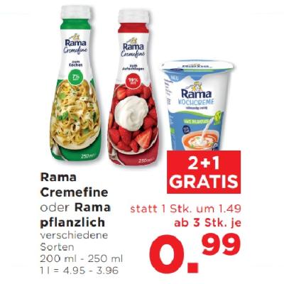 Promotion Bild von Rama Cremefine oder Rama pflanzlich verschiedene Sorten ab 3 Stk. je 0.99€ Unimarkt