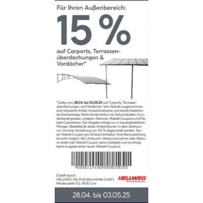 15% auf Carport, Terrassenüberdachungen & Vordächer HELLWEG