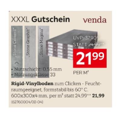 Promotion Bild von venda Rigid-Vinylboden je 21,99€ XXXLutz