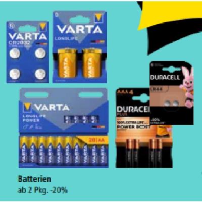 Batterien ab 2 Pkg. -20% PAGRO & LIBRO