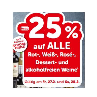 bis zu -25% auf ALLE Rot-, Weiß-, Rosé-, Dessert- und alkoholfreien Weine INTERSPAR