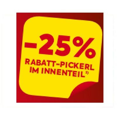 -25% RABATT-PICKERL IM INNENTEIL BILLA