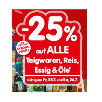 Promotion Bild von -25% auf ALLE Teigwaren, Reis, Essig & Öle INTERSPAR