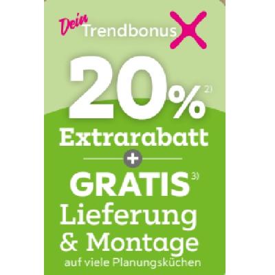 20% Extrarabatt + GRATIS Lieferung & Montage auf viele Planungsküchen mömax