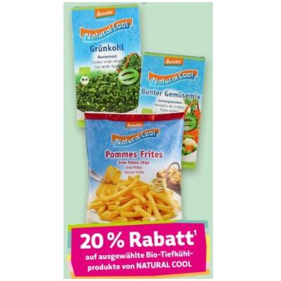 20% Rabatt auf ausgewählte Bio-Tiefkühlprodukte von NATURAL COOL Denns BioMarkt