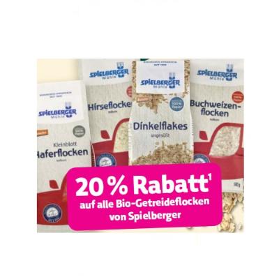 20% Rabatt auf alle Bio-Getreideflocken von Spielberger Denns BioMarkt