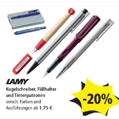 LAMY Kugelschreiber, Füllhalter und Tintenpatronen -20% PAGRO & LIBRO