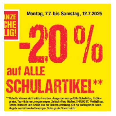 Bild von -20% auf ALLE SCHULARTIKEL Maximarkt