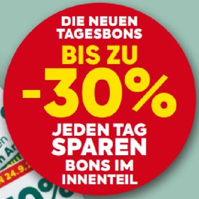 DIE NEUEN TAGESBONS BIS ZU -30% JEDEN TAG SPAREN BONS IM INNENTEIL BILLA PLUS
