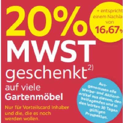 Promotion Bild von 20% MWST geschenkt auf viele Gartenmöbel Möbelix