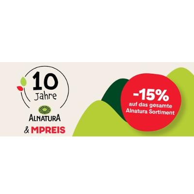 Promotion Bild von -15% auf das gesamte Alnatura Sortiment MPREIS
