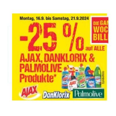 -25% auf ALLE AJAX, DANKLORIX & PALMOLIVE Produkte Maximarkt