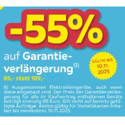 -55% auf Garantieverlängerung 85,- statt 189,- Möbelix