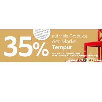 Promotion Bild von 35% auf viele Produkte der Marke Tempur XXXLutz