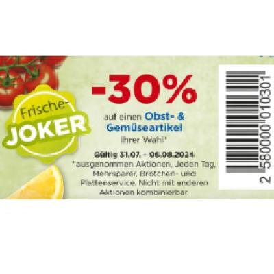 Promotion Bild von -30% auf einen Obst- & Gemüseartikel Ihrer Wahl Unimarkt
