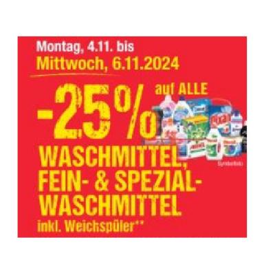 Promotion Bild von -25% auf ALLE WASCHMITTEL, FEIN- & SPEZIALWASCHMITTEL inkl. Weichspüler Maximarkt