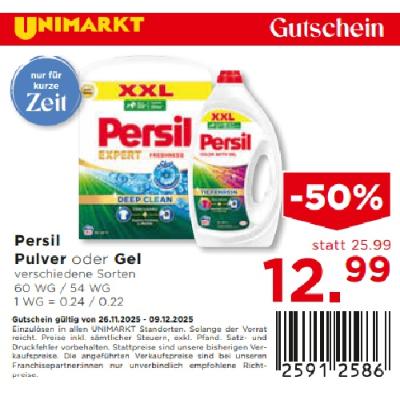 Persil Pulver oder Gel verschiedene Sorten je 12.99€ Unimarkt