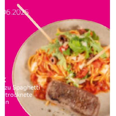 Promotion Bild von Spaghetti Napoli mit 150g Lady-Steak je 8€ mömax