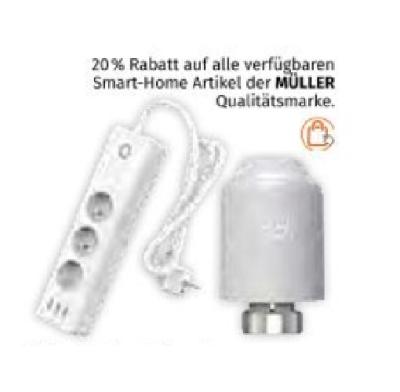 Promotion Bild von 20% Rabatt auf alle verfügbaren Smart-Home Artikel der MÜLLER Qualitätsmarke Müller Drogerie
