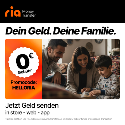 Jetzt Geld sende mit RIA Money Transfer