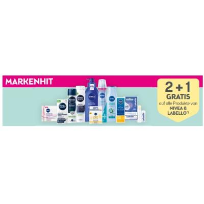 Markenhit: 2+1 GRATIS auf alle Produkte von NIVEA & LABELLO BIPA