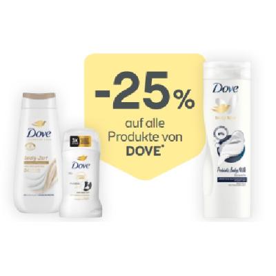 Promotion Bild von -25% auf alle Produkte von DOVE BIPA