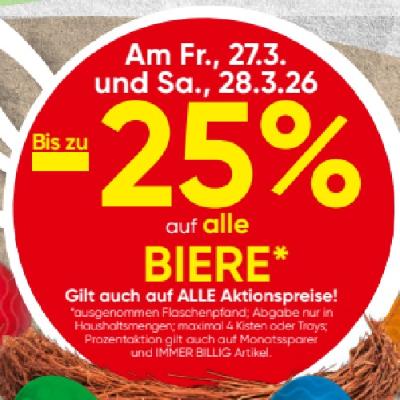 Bis zu -25% auf alle BIERE SPAR