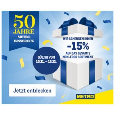 -15% auf das gesamte METRO Non-Food Sortiment* gültig nur bei METRO Innsbruck