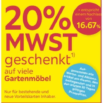 Promotion Bild von 20% MWST geschenkt auf viele Gartenmöbel Möbelix
