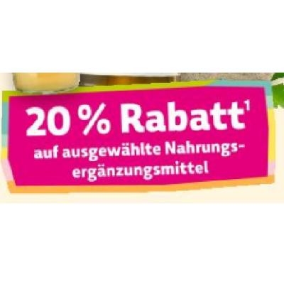 20% Rabatt auf ausgewählte Nahrungsergänzungsmittel Denns BioMarkt