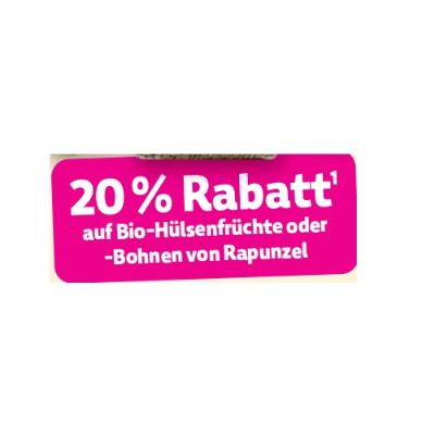 20% Rabatt auf Bio-Hülsenfrüchte oder -Bohnen von Rapunzel Denns BioMarkt