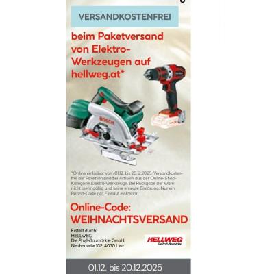 VERSANDKOSTENFREI beim Paketversand von Elektro-Werkzeugen auf hellweg.at HELLWEG