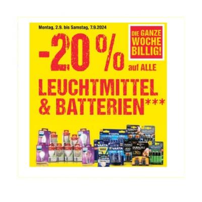 Promotion Bild von -20% auf ALLE LEUCHTMITTEL & BATTERIEN Maximarkt