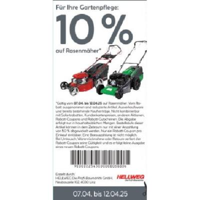 Promotion Bild von 10% auf Rasenmäher HELLWEG